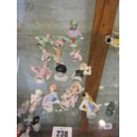 PIN DOLLS/HALF LADIES, 13 assorted porcelain half lady figures