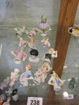 PIN DOLLS/HALF LADIES, 13 assorted porcelain half lady figures