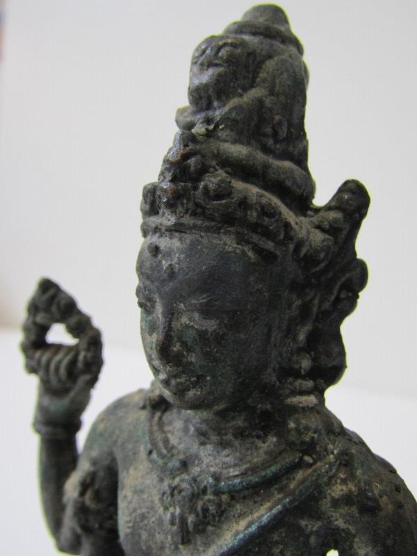 EASTERN METALWORK, vintage shiva sculpture on a lotus base, 15cm height - Image 2 of 7