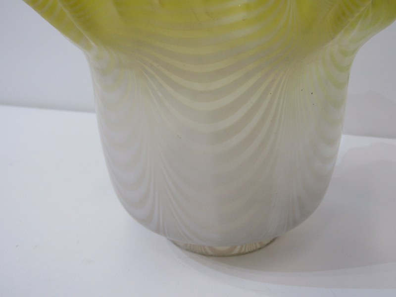 LAMPSHADES, 2 opaque glass lamp shades, 1 with cranberry decoration, other yellow decoration, 15cm - Image 6 of 7