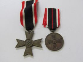 GERMAN WAR MERIT MEDALS, bronze war medal merit and a war merit cross 2nd class, without swords