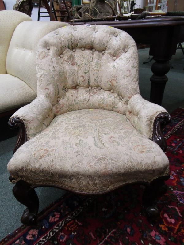VICTORIAN BUTTON back nursing chair with serpentine front and seat - Image 4 of 4