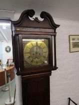 EARLY 19th CENTURY LONG CASE CLOCK, by Barker of Wigan with brass dial, secondary dial and date