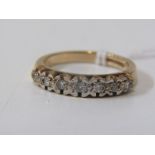 DIAMOND HALF ETERNITY RING, 9ct yellow gold ring set 7 round brilliant cut diamonds, size O