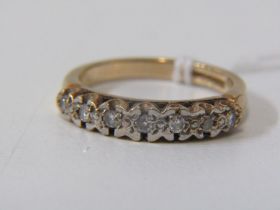 DIAMOND HALF ETERNITY RING, 9ct yellow gold ring set 7 round brilliant cut diamonds, size O