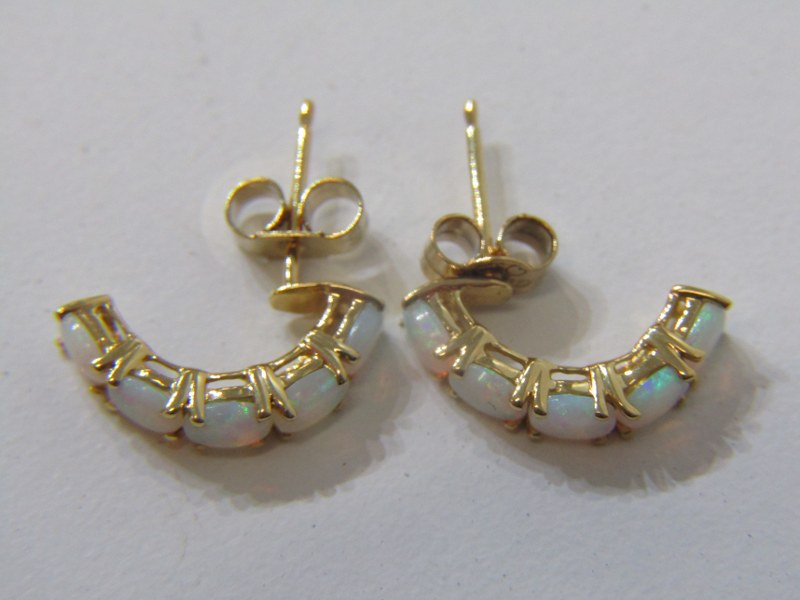 OPAL EARRINGS, pair of 5 stone opal earrings set in 18ct yellow gold, with 9ct yellow gold backs - Image 2 of 3