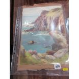 LOUIS MORTIMER, watercolour "Lands End", signed and inscribed to reverse, 36cm x 25cm, unframed