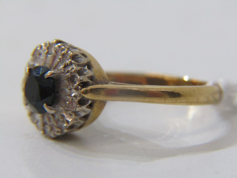 18ct YELLOW GOLD SAPPHIRE & DIAMOND CLUSTER RING, principal brilliant cut sapphire approx. 0.50 - Image 2 of 3