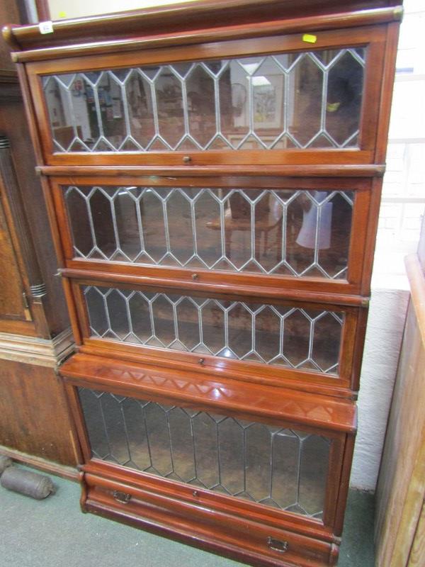 GLOBE WERNICKE BOOKCASE, 4 section mahogany Globe Wernicke bookcase with leaded glass doors, - Image 2 of 3