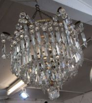 GLASS CHANDELIER, 4 tier chandelier with prism glass drops, 66cm