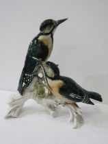 KARL ENS, large Karl ens porcelain group of woodpeckers on a branch 30cms high