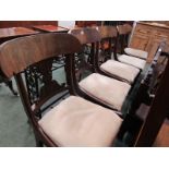 19th CENTURY DINING CHAIRS, set of 5 19th Century mahogany dining chairs with carved back rail on