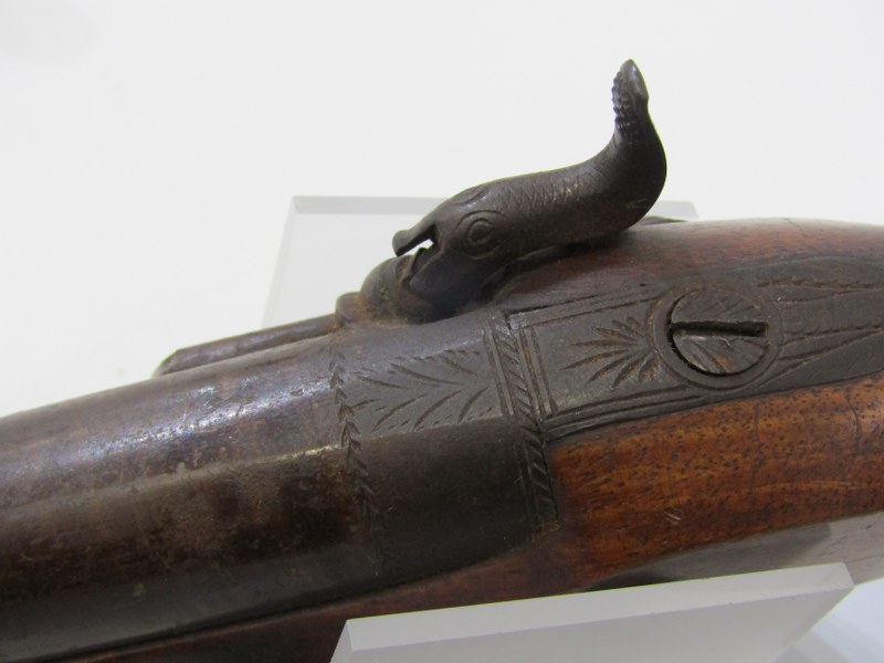 EARLY 19TH CENTURY PERCUSSION PISTOL, with walnut stock, 22cm length - Image 6 of 6