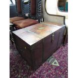 MAHOGANY BRASS BOUND TRUNK, 75cm width