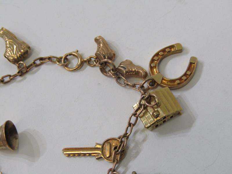 GOLD CHARM BRACELET, 9ct yellow gold bracelet set approx. 15 assorted charms, 14.8 grams - Image 2 of 5