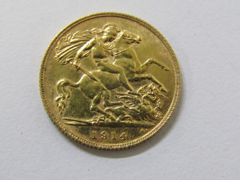 GOLD HALF SOVEREIGN, George V 1914 gold half sovereign, higher grade - Image 2 of 2