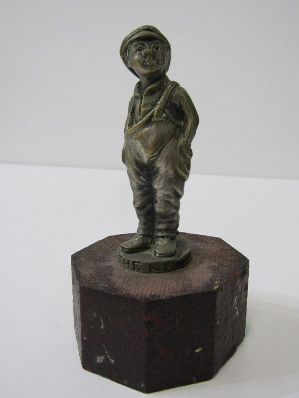 BLACK FOREST BEAR, carved seated Black Forest Bear matchbox stand, holding a brass dish, 11cm width, - Image 5 of 8