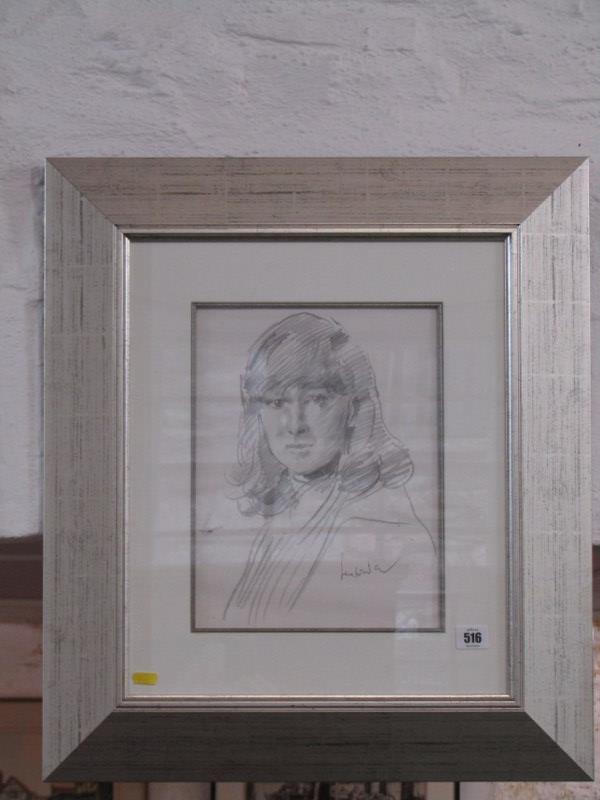 R O LENKIEWICZ, pencil portrait of Sally Johnson, 32cm x 24cm, signed