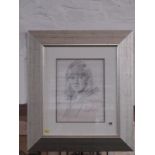 R O LENKIEWICZ, pencil portrait of Sally Johnson, 32cm x 24cm, signed