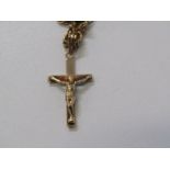 GOLD CRUCIFIX ON CHAIN, 9ct yellow cross on 16" yellow gold chain 5.6 grams