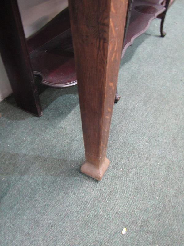 EDWARDIAN OAK SIDE TABLE, fitted 2 drawers on square form taper legs, 136cm width - Image 2 of 5