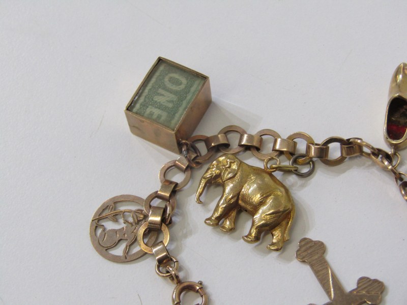 GOLD CHARM BRACELET, 9ct gold bracelet set with 10 charms, 18.5 grams - Image 2 of 5