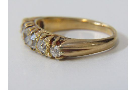 18ct YELLOW GOLD 6 STONE DIAMOND RING, diamonds totalling approx. 0.9 carat, size O/R - Image 2 of 3