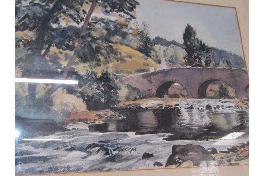 TOM NISBETT ARWA, signed watercolour " Vale of Clara, County Wicklow", inscribed on - Image 2 of 4