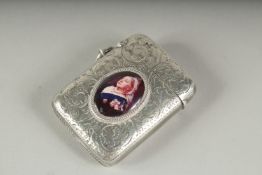 A VICTORIAN ENGRAVED SILVER VESTA CASE.1894, with an oval of Queen Victoria.