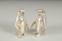 A PAIR OF .800 SILVER PLATED PENGUIN SALT AND PEPPERS.5cm high.