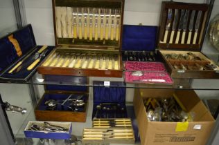 A quantity of plated flatware, some cased.