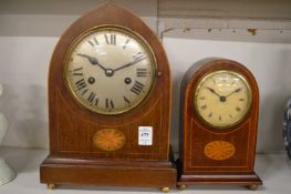 Two mahogany cased mantle clocks.