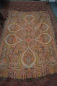A paisley design embroidered bedspread 8ft 2" x 4ft 8".