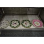 A pair of floral decorated Spode cabinet plates and two other dishes.