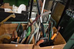 A large quantity of gardening tools.