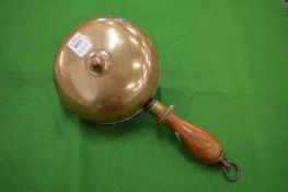 An unusual bronze muffin shaped fire alarm hand bell.