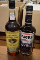 Two bottles of dark rum.