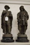 A pair of Spelter figures depicting Rubens and Rembrandt.
