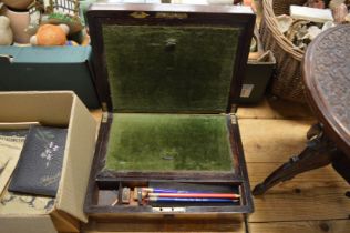 A Victorian rosewood sewing box and a rosewood writing slope.