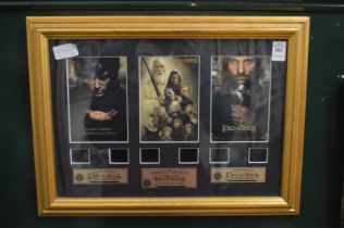 A group of Lord of the Rings film cells, framed and glazed.