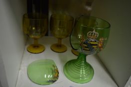 An armorial goblet and three other goblets (faults).