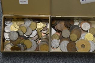 Two small tins of coins.