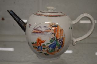 A 19th century Chinese famille rose teapot with later spout.