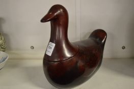 A lacquer box modelled as a duck.