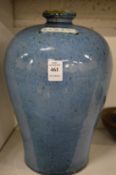 A large Chinese blue glazed Meiping vase.