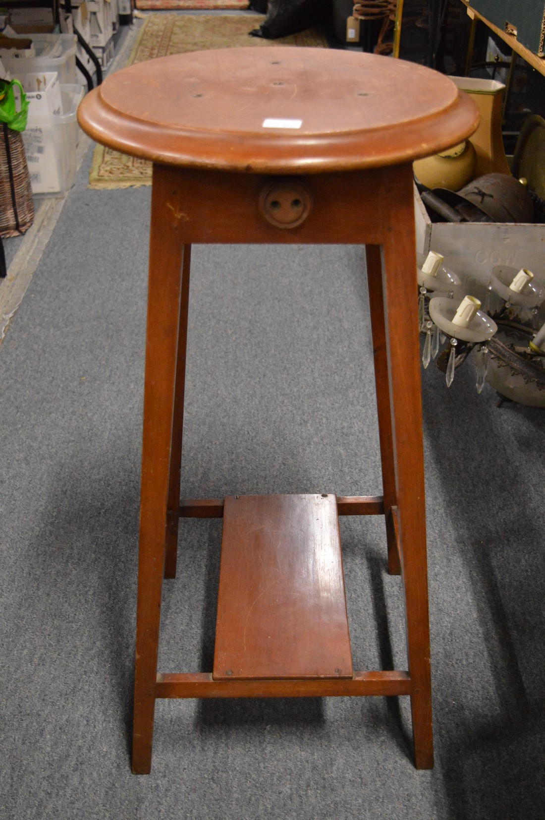 A Lloyd Loom linen basket, mahogany coffee table and a wooden stand. - Image 2 of 3