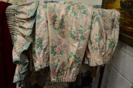 Two pairs of floral decorated curtains, one pair each measuring 67cm wide x 112cm long the other