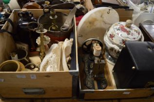 Miscellaneous collectables to include an old fire bucket, sewing machine etc.