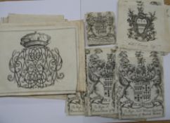 EX-LIBRIS BOOKPLATES, a cache of plates for William, Lord Craven, 4 different types, one dated