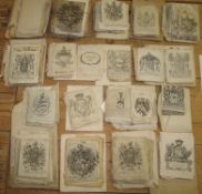 EX-LIBRIS BOOKPLATES, a large collection of multiples, 18th c armorials, for various families